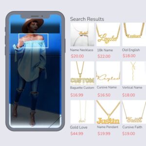 example product visual search gold name necklace